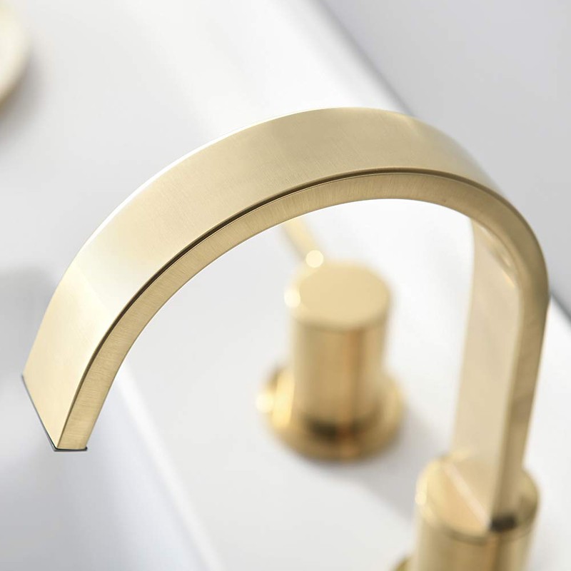 Phiestina 8 Inch 3 Hole 2 Handle Waterfall Widespread Brushed