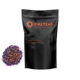 FIRE TEAS Hibiscus Ginger Tea - Organic Hisbiscus Flowers, Ginger Granules - Tasty, Anti Oxidant Rich Blended Loose Leaf Tea -