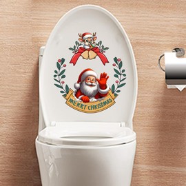 Leniutor Christmas Window Clings for Glass Windows, Xmas Santa Claus Decals Decorations Christmas Window Stickers Holiday Decals for Party (Santa Claus/Bell-1, 1PCS)