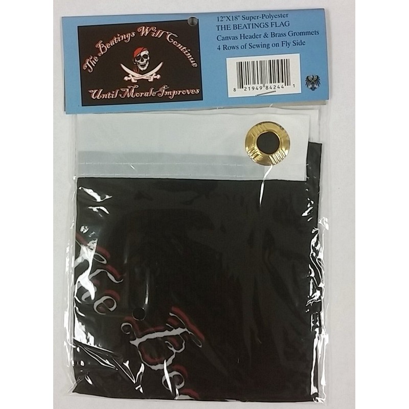 Beatings Will Continue 12x18 Inch Flag Pirate Jolly Roger Boat