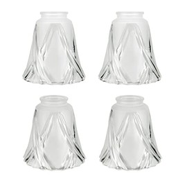 Aspen Creative 23124-4 Transitional Frosted & Clear Ceiling Fan Shade, 2-1/8" Fitter, Diameter x 5-1/4" Height, 4 Pack Replacement Glass