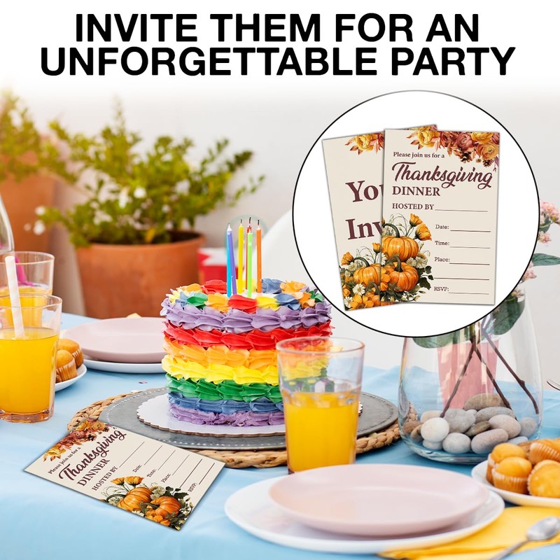 LyoGao Thanksgiving Party Invitations With Envelopes (20 Pack) - Fall