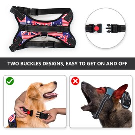 Mooisco Dog Harness No Pull Dog Collars Harness Leashes Adjustable Soft Harness for Large Medium Small Dogs Vest with Easy Control Handle Pet Harness for Small Medium Large Dog British Flag, XL