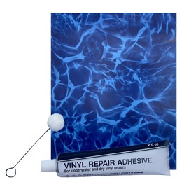 Poolzilla All-in-One Vinyl Repair Kit - Swimming Pool Liner Repair - (1) 9’’ x 10’’ Patch in Blue Diffusion, 2 fl oz Vinyl Adhesive, (1) Dauber Applicator