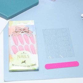 Allereya Super Long Coffin False Nails Ballerina Pink Press On Nails Prom Party Clip On Nails Super Long Full Cover Acrylic Nails Art for Women and Girls Pack of 24 (Pink)