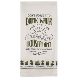 Karma Cheeky Flour Sack Tea Towel - 100% Cotton Hand Towels for The Kitchen - Witty Fun Home Decor - House Plant