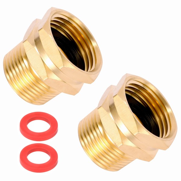 Sanpaint 2 Pack Brass Garden Hose Adapter, 3/4" GHT Female