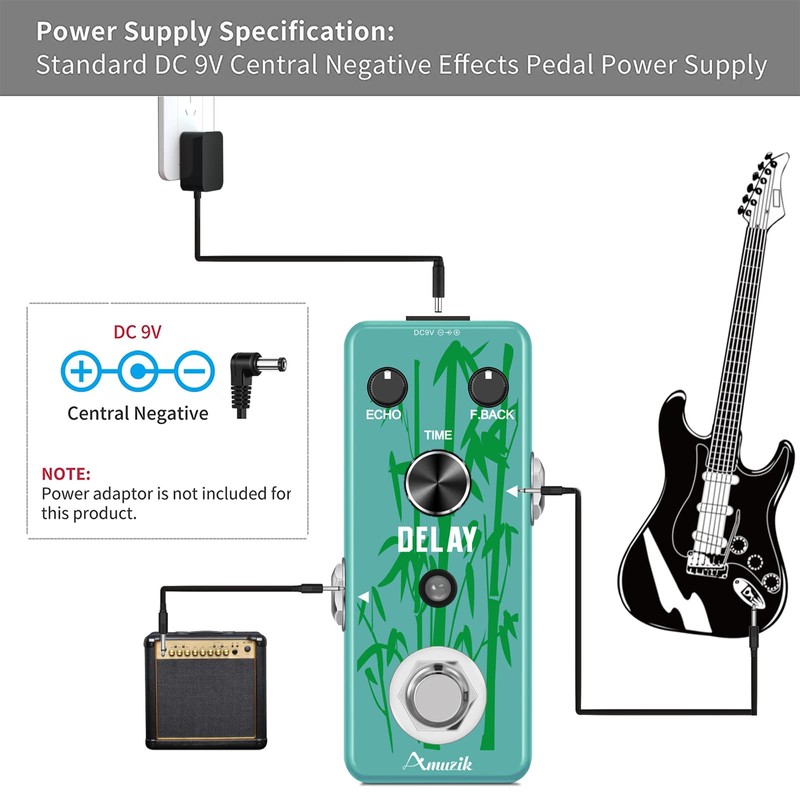 Amuzik Analog Delay Pedal Guitar Delay Effects Pedals Vintage Delay