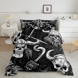 Feelyou Ancient Viking Comforter Set Queen Size Soft Bedding Set with Pillow Case Retro Nautical Ocean Bathroom Comforter Set Queen Size Soft Lightweight Breathable Comforter for All Season