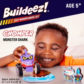 Creativity for Kids Buildeez! Easy Wooden Model Set: Monster Shark Truck, Chomper - Arts and Crafts for Kids, STEM Kids Building Kit, Monster Truck Toys for Boys Ages 5-8+