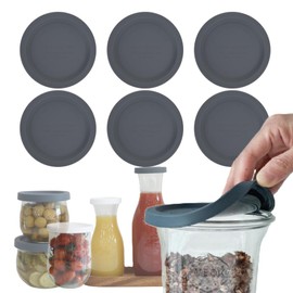 Silicone Lids for WECK Jars, 6 Pack (Charcoal, M (=80mm))