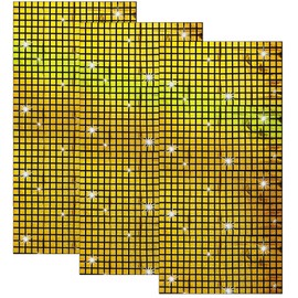 Pack of 3 Disco Party Table Runner, Gold Glitter Table Runner, 200 x 100 cm Gold Tinsel Curtains, Glitter Sequin Table Runner, Disco Glitter Curtain, for Birthday Party, Graduation, Wedding Photo