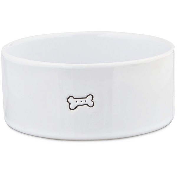 Petco Brand - Harmony Good Dog Ceramic Dog Bowl, 3 Cups, Medium, White / Black