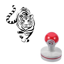 Seasonstorm Tiger Self-Inking Photosensitive Planner Scrapbooking Stamps for Card Making Bullet Journal Art Supplies Round 1.6 inches Black Ink (SA410)