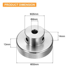 uxcell Anodization Aluminum Alloy Handwheel 8mm Bore 50mm OD Knurled Knob Turning Handle with Wrench for Milling Machine Lathe Slide Displacement Platform