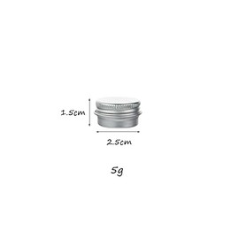 Latas de aluminio plateadas de 5 g con tapón de rosca, botella redonda de lata para cosméticos, bálsamo labial, crema (50 unidades)