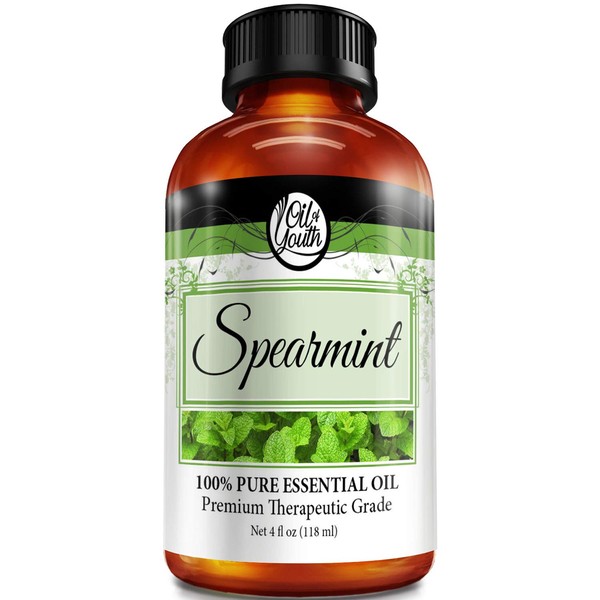Oil of Youth Essential Oils 4oz - Spearmint Essential Oil - 4 Fluid Ounces