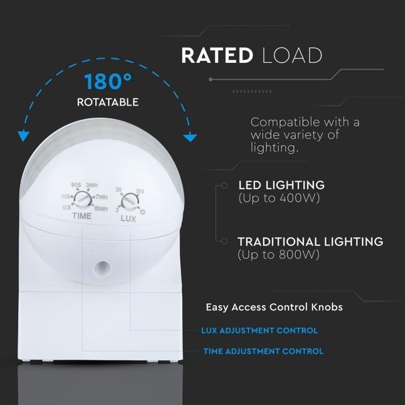 V-TAC - DETECTOR PRESENCIA ILUMINACION LED IR PIR VTAC 180