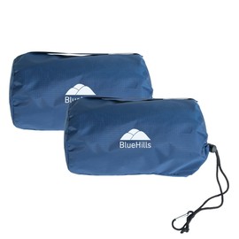 BlueHills - Manta de viaje ultra compacta, paquete de 2 unidades, grande, suave, acogedora, portátil, con funda de transporte y para vuelo, avión, coche, escala, camping, hotel, azul, C203-2PK-azul marino