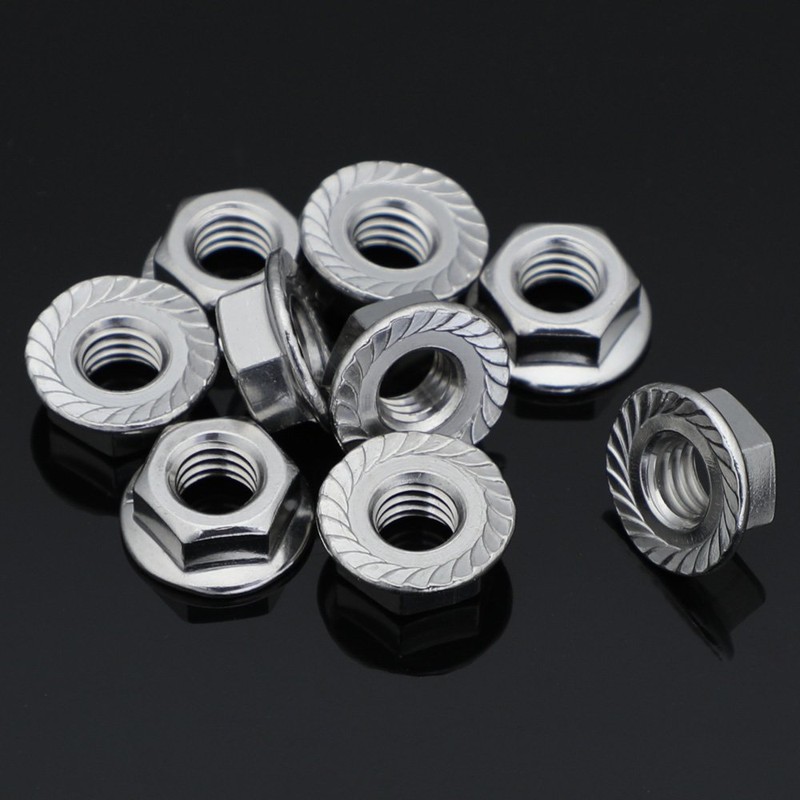 5/16-18 Serrated Flange Hex Lock Nuts, Stainless Steel 18-8 (304),