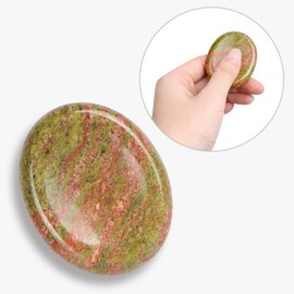 LEADGEM 2" Unakite Worry Stone for Anxiety Epidote Healing Crystals Love Stones 2"