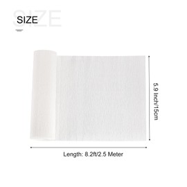 TOP-VIGOR Crepe Paper, 15cmx2.5M Craft Streamers, Hanging Rainbow Crepe Paper Streamers, Party Crepe Paper Roll for Flowers, Gift Wrapping, Birthday Decorations, Party Decorations, White