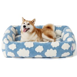 Lesure Cute Dog Bed for Large Dogs - Washable Pet Beds,Cozy Rectangle Orthopedic Sofa with Jacquard Shaggy Plush & Anti Slip Bottom,36x27x8inches