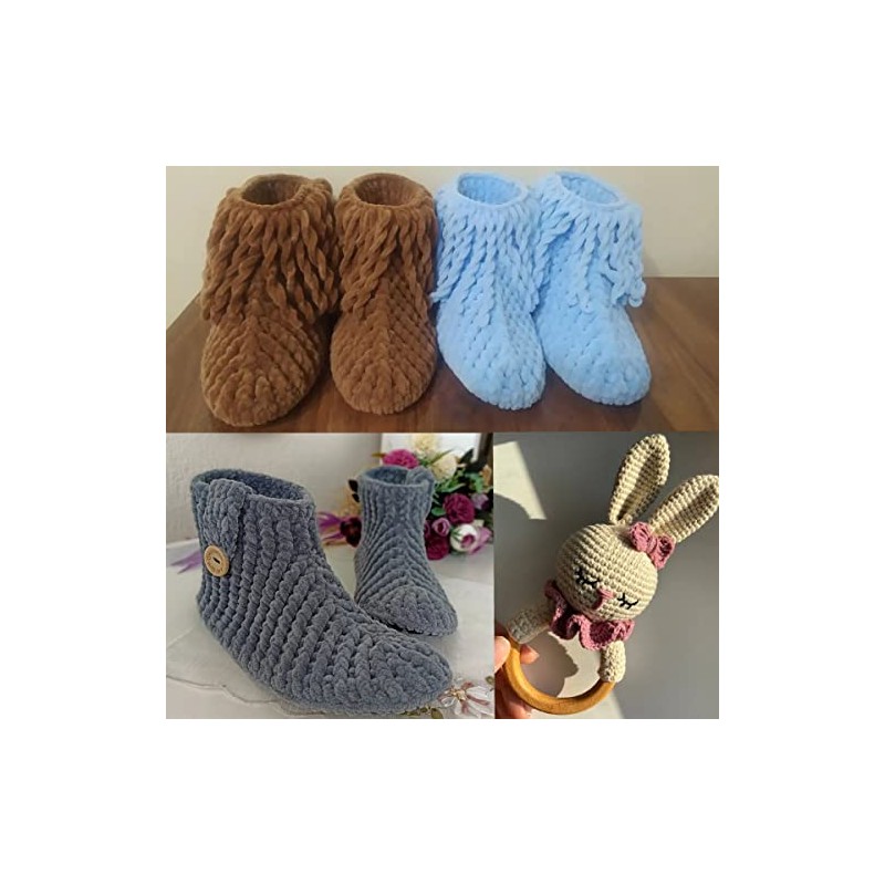 Estako Velvet (3- Skeins Pack) Chenille Blanket amigurumi Yarn for