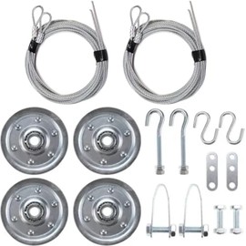 Garage Door Extension Spring Bundle Kit for 8’ Feet Door – Garage Door Cable and Pulley Kit, Including 2 Pairs of Extension Cables and 4pcs Heavy Duty 3" Pulley