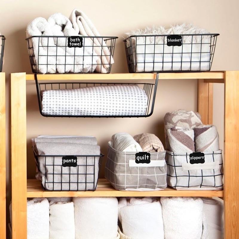 Labels for Storage Boxes,Basket Labels,Chalkboard Labels,12 Black Labels with 2