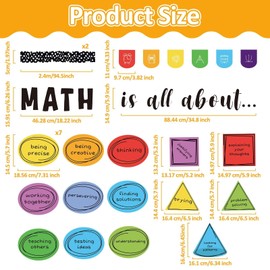 Jisfigtrh Math Bulletin Board Set Classroom Decoration Math is All About Paper Cutouts with 3D Black and White Burlap Border Mathematics Wall Decor for Back to School, Educational Middle School