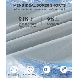 BAMBOO COOL Men's Boxer Shorts 3-Pack,Ice Silk Cooling Underwear with Button Fly,Soft Breathable Loose Fit Boxers for Men
