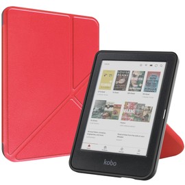 Gylint Origami Case for 6” Kobo Clara BW (2024) / Kobo Clara Colour (2024) / Kobo Clara 2E (2022), The Thinnest and Lightest Leather Smart Cover Case with Auto Wake Sleep Feature Red