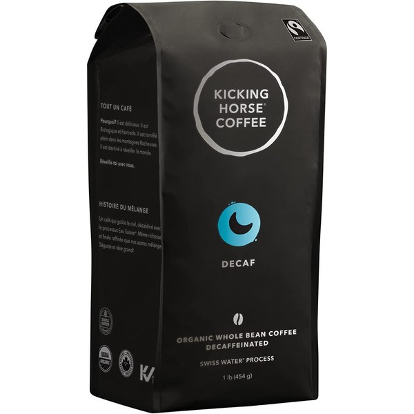Kicking Horse Coffee, Decaf, Swiss Water Process, Dark Roast, Whole Bean, 1 lb - Certified Organic, Fairtrade, Kosher Coffee