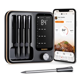 Wireless Meat Thermometer Digital with 4 Probes, Food Kitchen Thermometer with 3 Connection Modes, IP67 Waterproof Bluetooth Meat Thermometer for Grilling, Smoker, BBQ，Kitchen (14B-4)