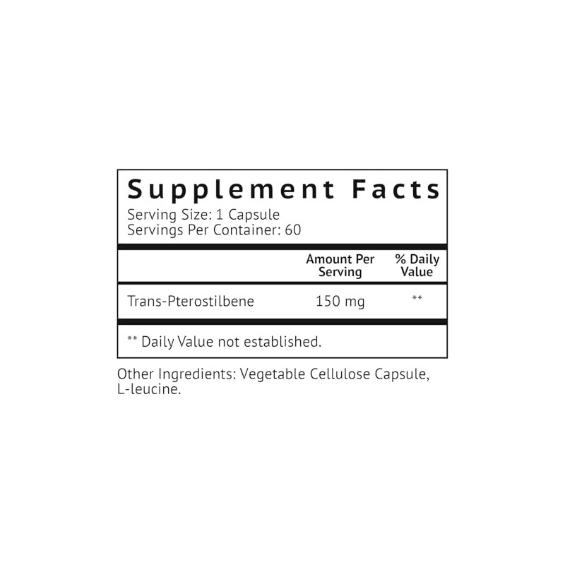 Cápsulas de Pterostilbene de 150 mg de VitaMonkTM – Sin