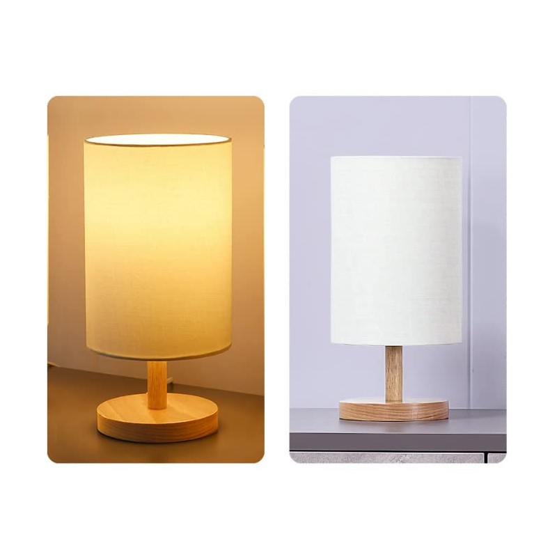 Absdefen Japanese Table Lamp, Bedside Lamp, Bedside Light, Fabric Shade,