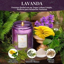Nasjac Velas Aromaticas Vela Cera de Soja (7oz), Velas Perfumadas 100% Natural, Vela Lavanda/Rosa/Ámbar 200g, Para Relajantes Y Meditación, Regalo para Mujer Regalo Día de la Madre, Regalos de Navidad