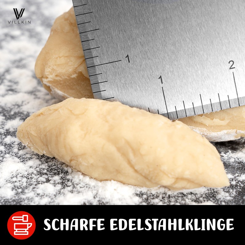 Villkin Dough Scraper - Premium Multipurpose Stainless Steel Dough Cutter