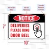 1PC Deliveries Please Ring Doorbell Sign, 10 x 7 Inches