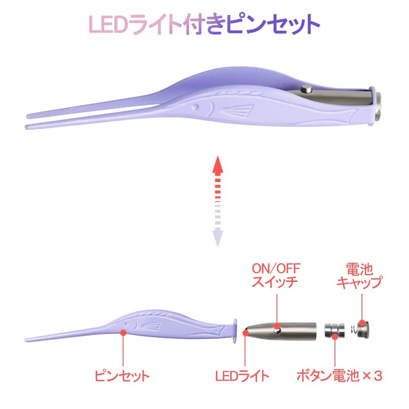 LEDライト付き 耳かき ピンセット 耳掃除 イヤークリーナー みみかき セット 子供用 お年寄り用 家庭用