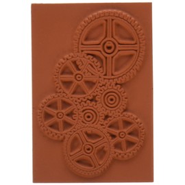 Deep Red Stamps Gears Background Rubber Cling Stamp 2.1 x 3 inches
