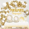 188pcs White Gold Engagement Party Decorations,Glitter Engaged Banner,MR and MRS