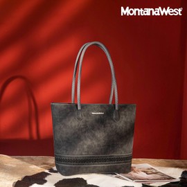 Montana West Large Handbags for Women Tote Bag with Zipper Top-handle Shoulder Bag MWC-090BK