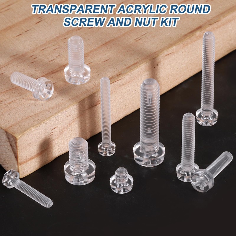 sourcing map 50Pcs Clear Acrylic Screws, M2x4mm PC Plastic Phillips