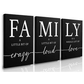 GUBIYU Home Wall Decor for Living Room Dining Room Family Wall Decor Dining Room Decor for Wall Love Living Room Wall Decor Home Decor Family Decor Family Entryway Wall Art Black Set of 3 12"X16"