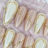 Gold Line Magnet Handmade Nail Tip Pedi Tip - Oval