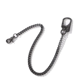 Ahiller Men's Wallet Chain, Heavy Duty Key Chain [Alloy Carabiner, Stainless Steel Chain], Suitable for Jeans, Wallets, Bags, Gunmetal Gray-q