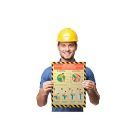 Yellow Safety - Workplace Safety Poster - Non-Lamintated, 12 x 16 (Lifting)
