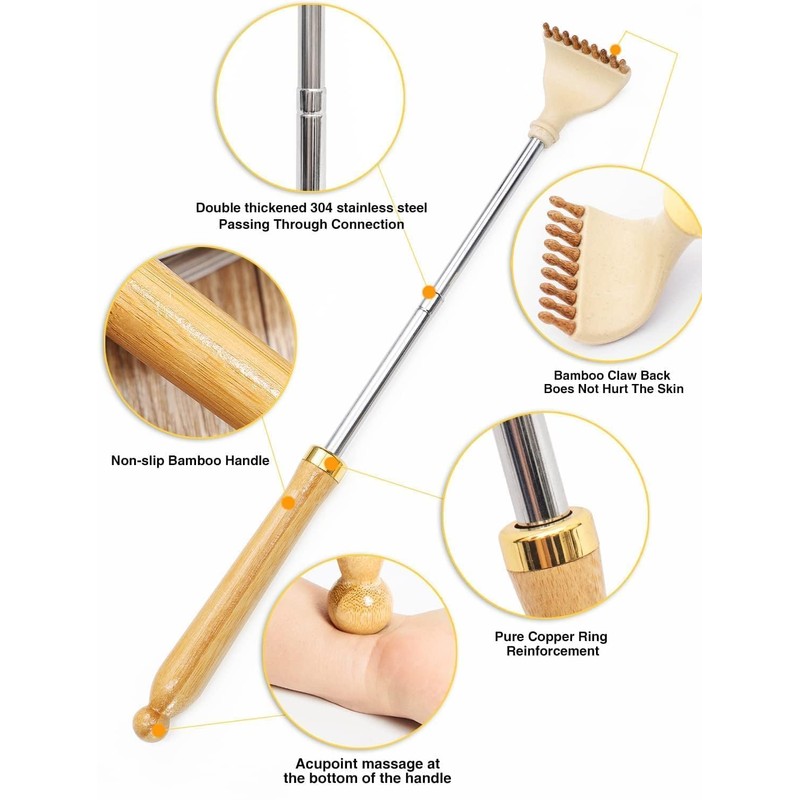 Lyanxinlei Back Scratcher, Classic Portable Extendable Bamboo Back Scratcher for
